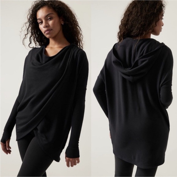 Athleta Purana Wrap Emerald Green Sweatshirt Size L - Picture 3 of 7